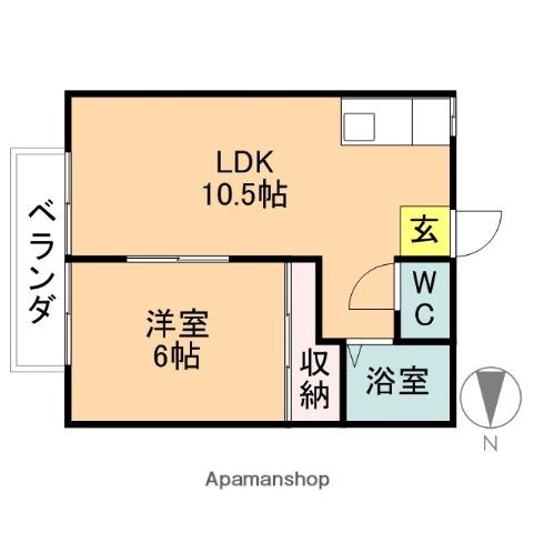 パナハイツ楽田 A棟(1LDK/1階)の間取り写真