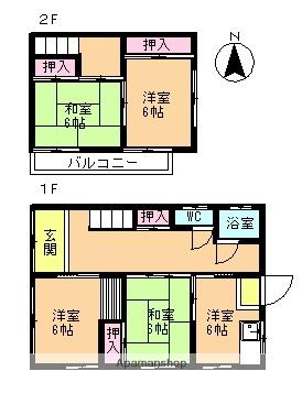 東海道本線 荒尾駅(岐阜) 徒歩12分 2階建 築63年(4DK)の間取り写真