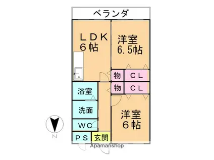 惣武マンション(2LDK/4階)の間取り写真