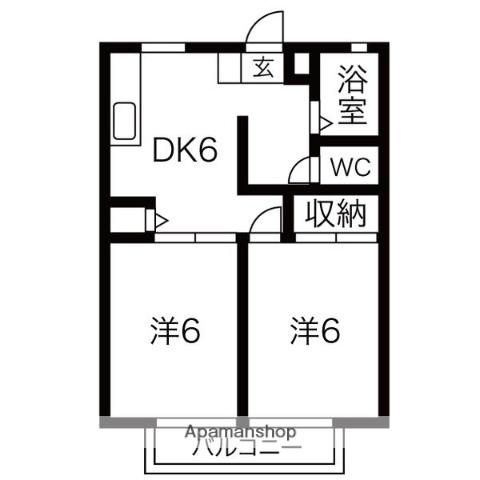 パナタウン杉ノ本(2DK/1階)の間取り写真