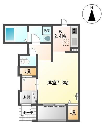 メゾンテール(1K/1階)の間取り写真