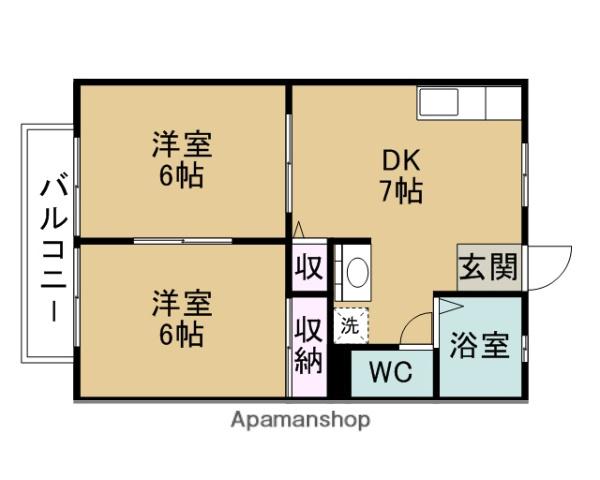 パナハイツ熊野A・B(2DK/2階)の間取り写真