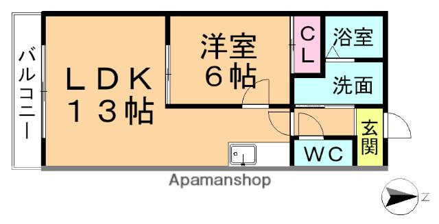 ハイツアライC(1LDK/3階)の間取り写真
