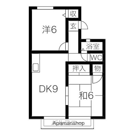 エリアエスペラント(2LDK/2階)の間取り写真