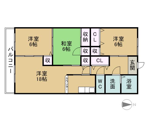 PISOFORTUNA(3LDK/2階)の間取り写真