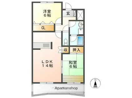 H・FIELD11(2LDK/2階)の間取り写真