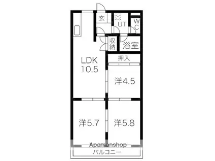 グランパレス(3LDK/1階)の間取り写真