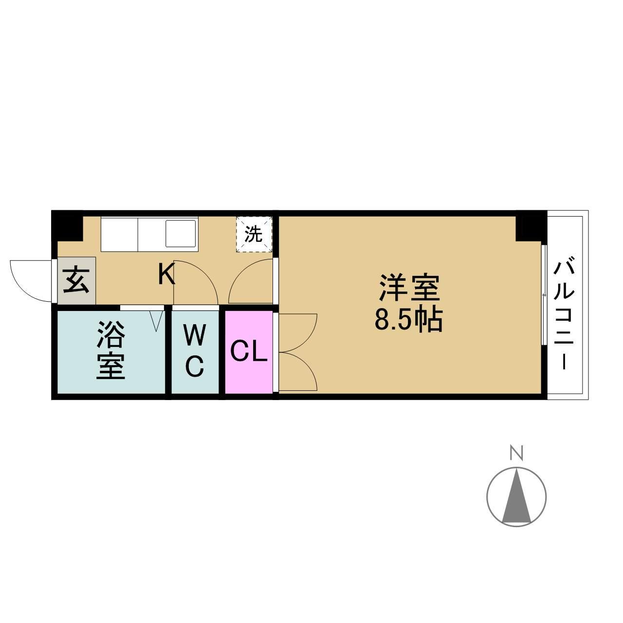 フラッツB(1K/3階)の間取り写真