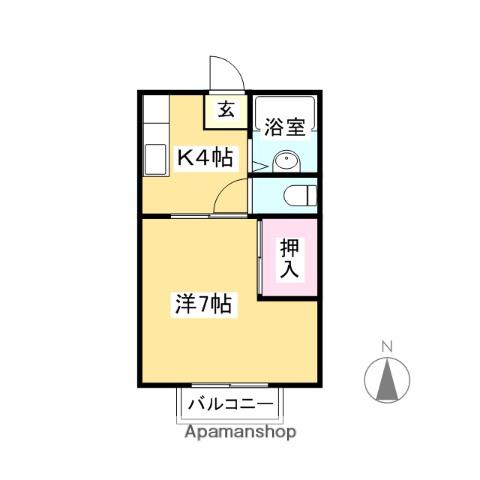 パナハイツ楽田 F棟(1DK/2階)の間取り写真
