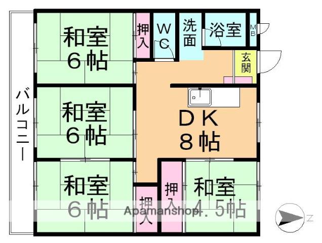 東海道本線 穂積駅 徒歩1分 8階建 築50年(4DK/5階)の間取り写真