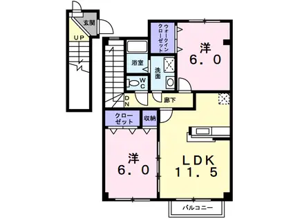 エルパレスB(2LDK/2階)の間取り写真