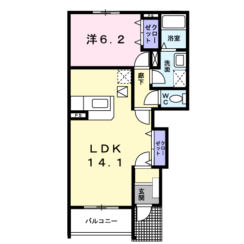 がーでんはうすY Ⅰ(1LDK/1階)の間取り写真