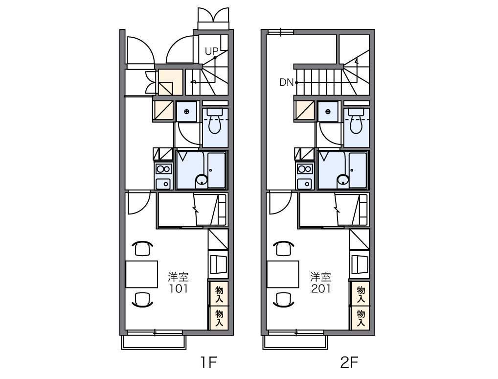レオパレスメルベーユ(1K/2階)の間取り写真