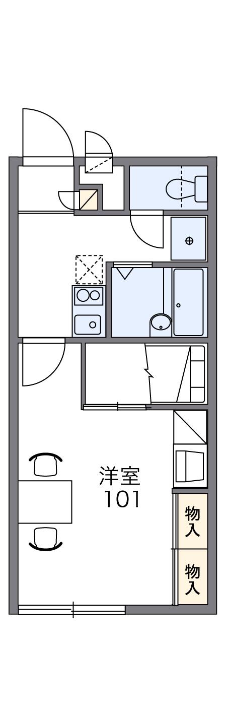 レオパレスDOMANIⅡ(1K/1階)の間取り写真