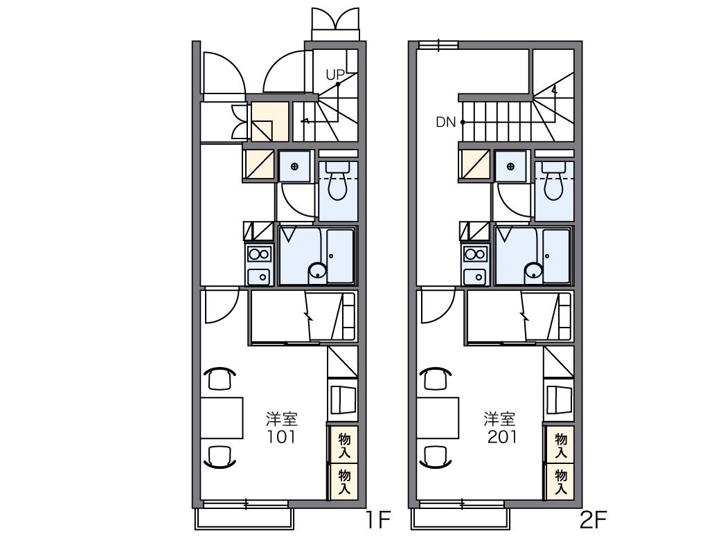 レオパレスコンフォートB(1K/2階)の間取り写真
