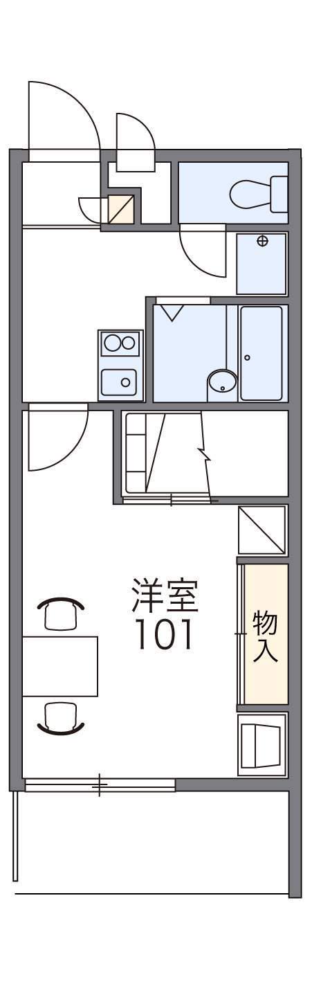 レオパレス山中(1K/1階)の間取り写真