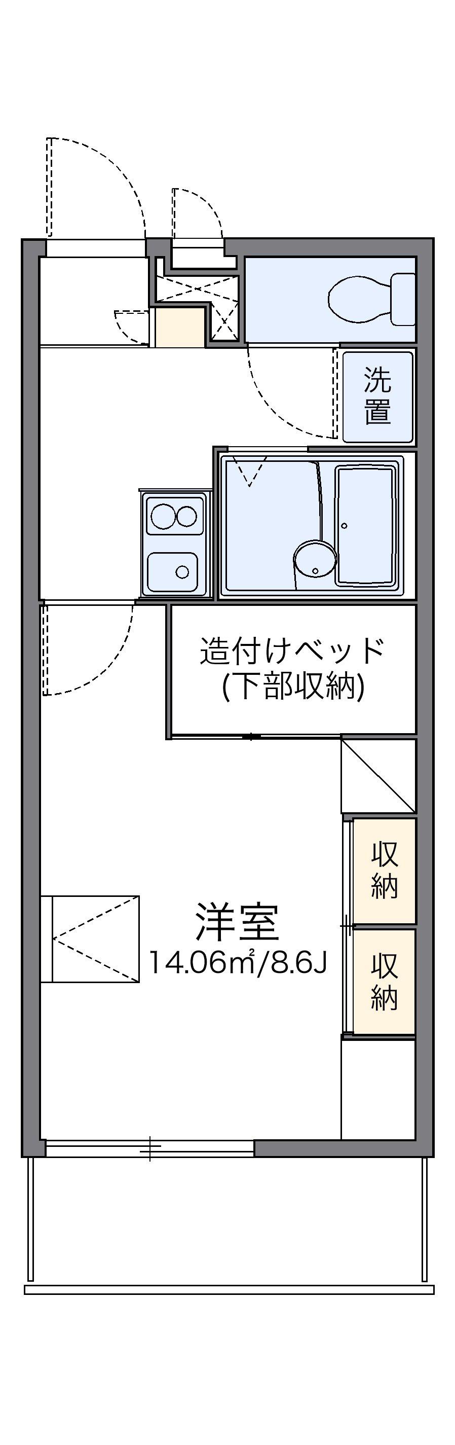 レオパレス山中(1K/1階)の間取り写真