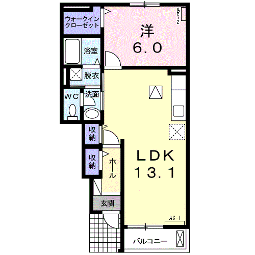ヴィラルーエA(1LDK/1階)の間取り写真