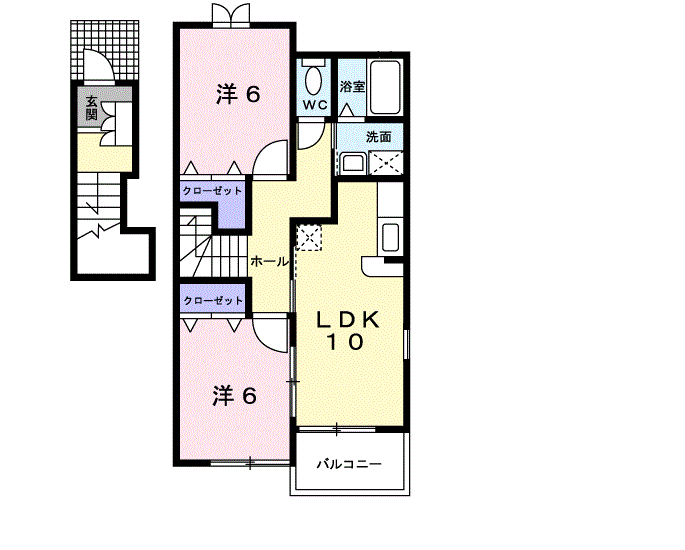 エルカーサA(2LDK/2階)の間取り写真