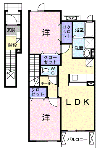 サンローズⅡ(2LDK/2階)の間取り写真