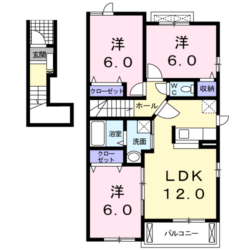 ユナイテッドステージA(3LDK/2階)の間取り写真
