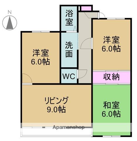 クレールホズミ(3LDK/2階)の間取り写真