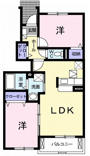 セレーノⅠ(2LDK/1階)の間取り写真