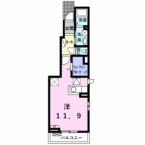 ロジュマンH(ワンルーム/1階)の間取り写真
