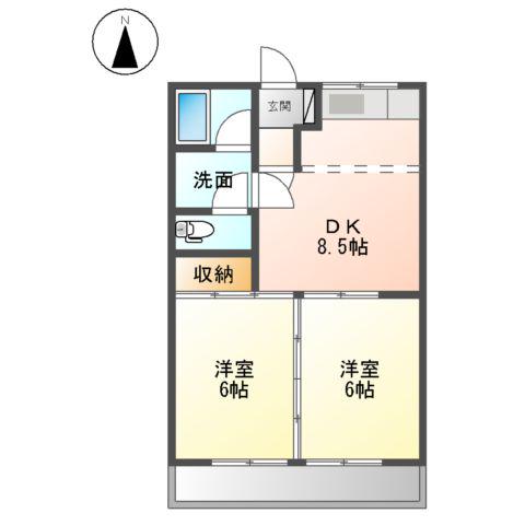 加賀野コーポⅠ(2DK/1階)の間取り写真