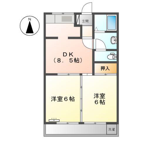 加賀野コーポⅠ(2DK/2階)の間取り写真