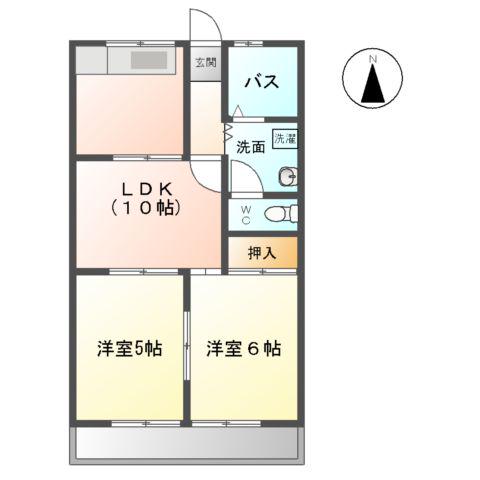 ファインシティ小川C(2LDK/2階)の間取り写真
