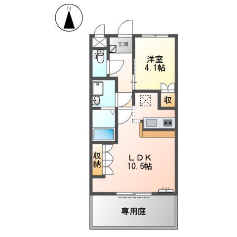 スプリングデザイアー(1LDK/1階)の間取り写真