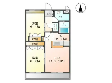 オアシス(2LDK/2階)の間取り写真