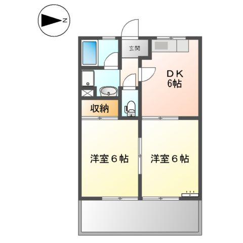 エクシードASANO(2DK/2階)の間取り写真