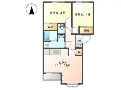 エーデルワイスⅡ(2LDK/2階)の間取り写真