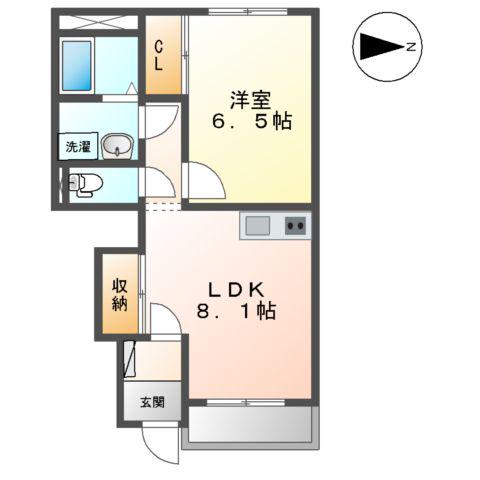 エステールキャッスル(1LDK/1階)の間取り写真