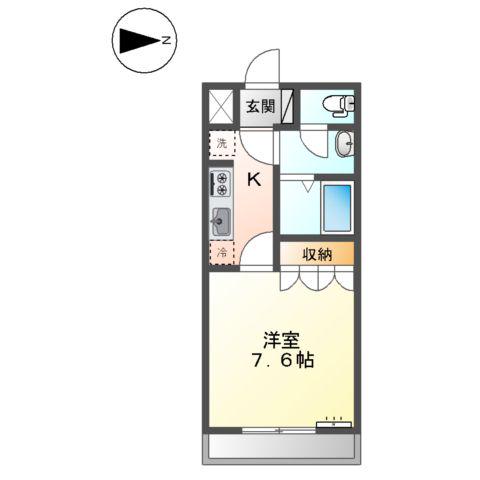 グレイスヴィラ花水木(1K/2階)の間取り写真