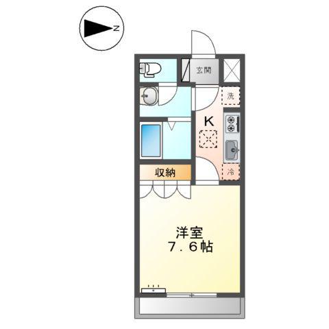 グレイスヴィラ花水木(1K/1階)の間取り写真