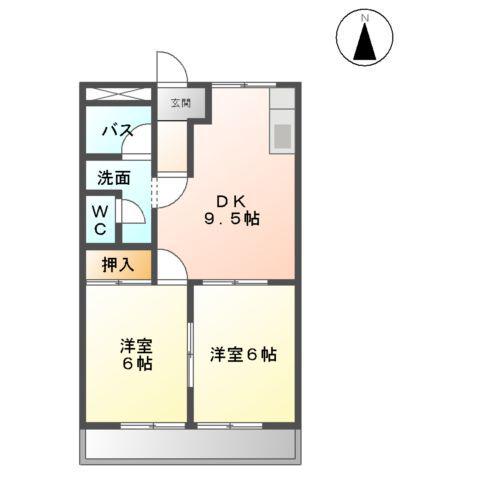 レジデンスTAKENAKA(2LDK/2階)の間取り写真