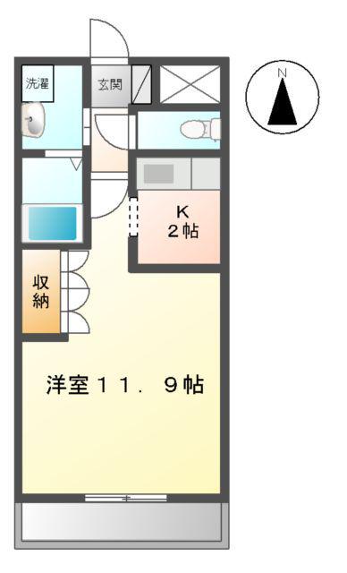 パストラールファイブ(1K/2階)の間取り写真