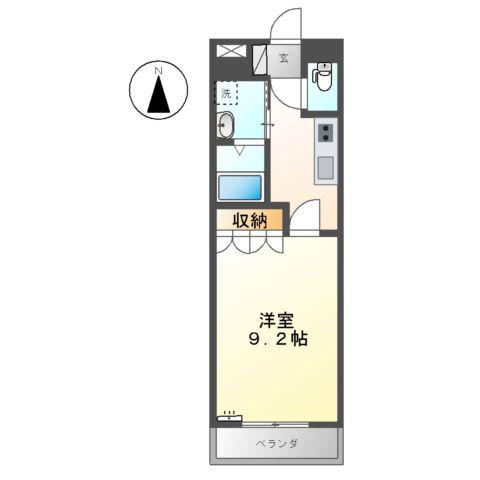 ヒールコート(1K/2階)の間取り写真