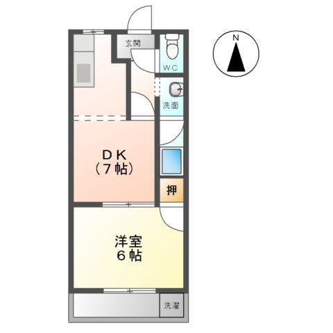 クリエイトハイム安田(1DK/2階)の間取り写真