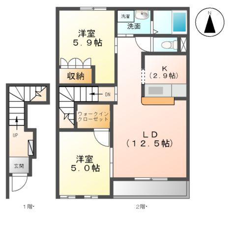 リビングストン(2LDK/2階)の間取り写真