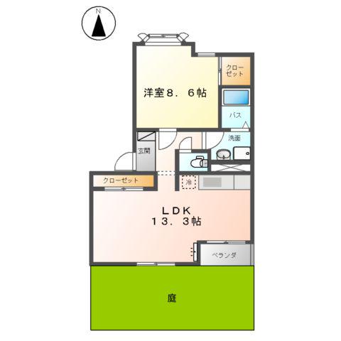 フォーリーフ クローバー(1LDK/1階)の間取り写真