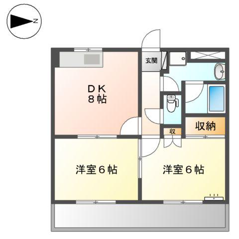 サンシャイン棚橋C(2DK/1階)の間取り写真