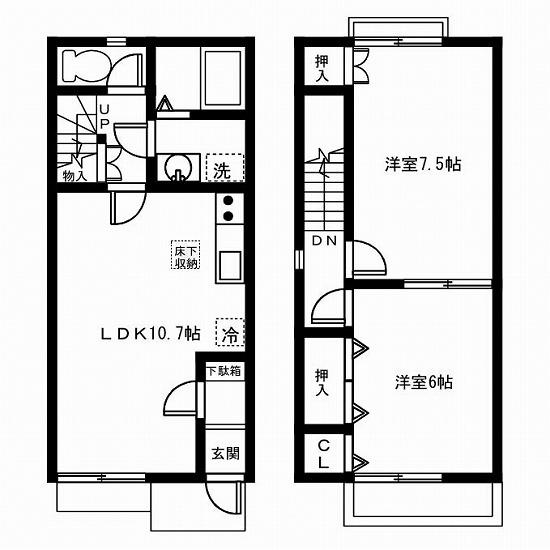 ＲＡＰＰＯＲＴ　Ａ・Ｂ(2LDK)の間取り写真