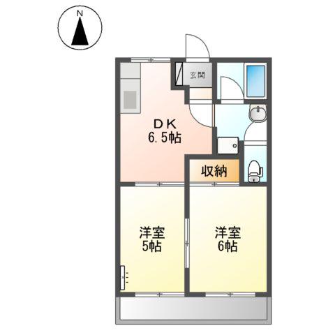 エバーコーポ臼井B(2DK/1階)の間取り写真