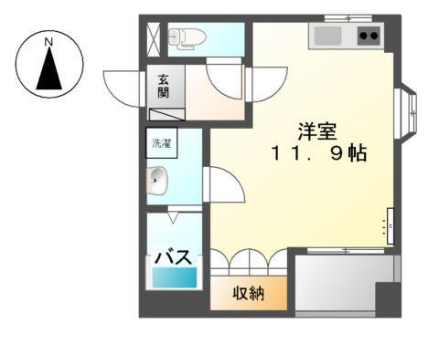 シャトー友喜Ⅲ(ワンルーム/2階)の間取り写真