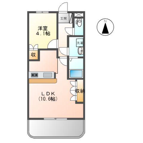 フレーズ渕の上(1DK/1階)の間取り写真