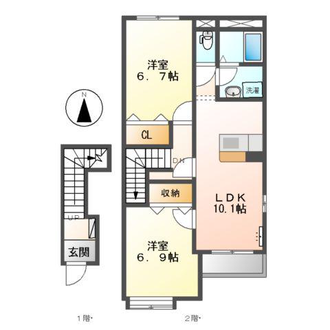 パストラルコーポ(2LDK/2階)の間取り写真